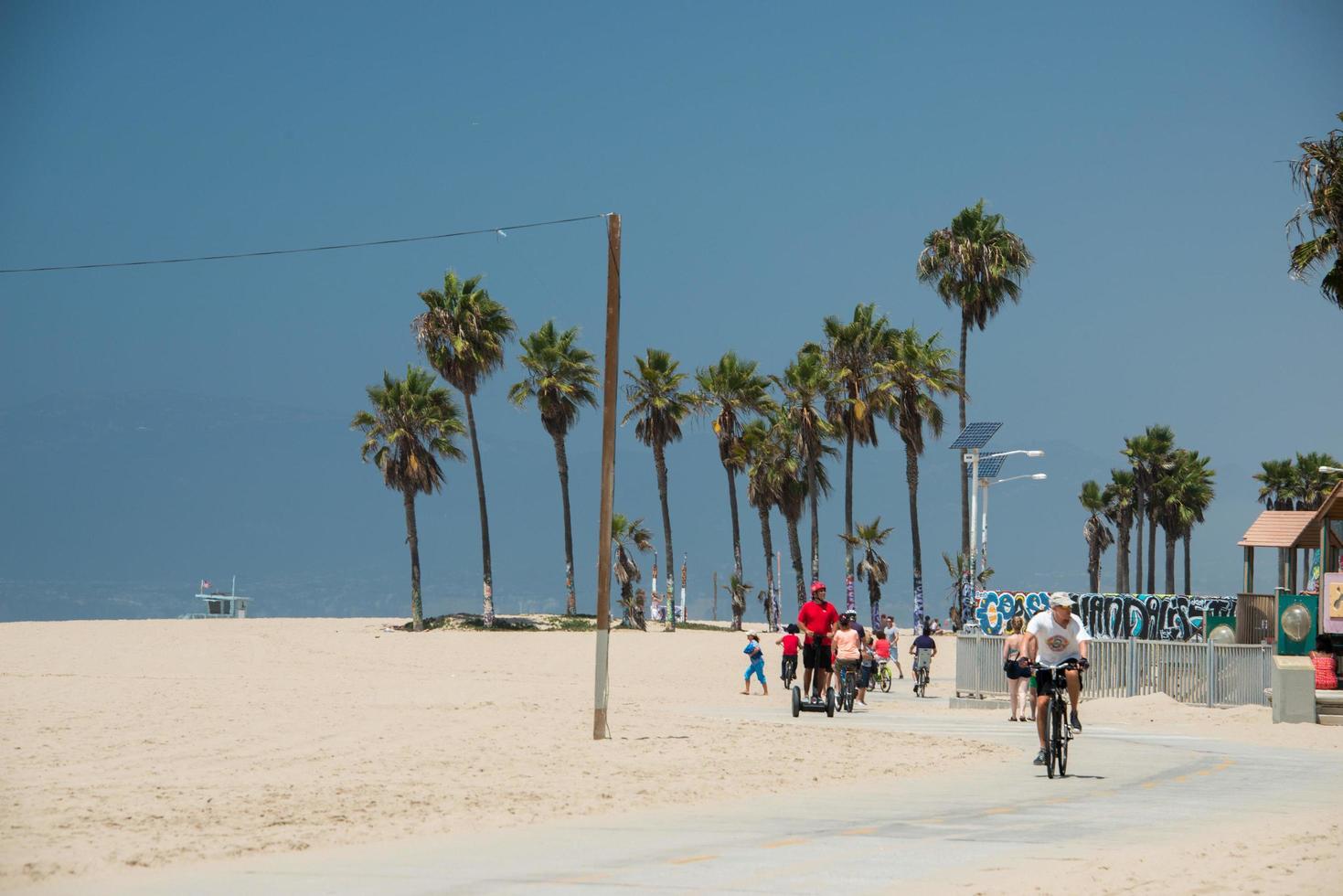 LOS ANGELES, USA - AUGUST 5, 2014 - people in venice beach landscape photo