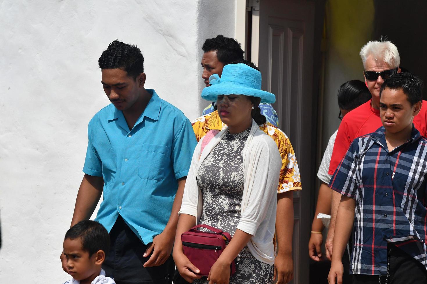 AITUTAKI, COOK ISLAND - AUGUST, 27 2017 - Local people at the mass photo