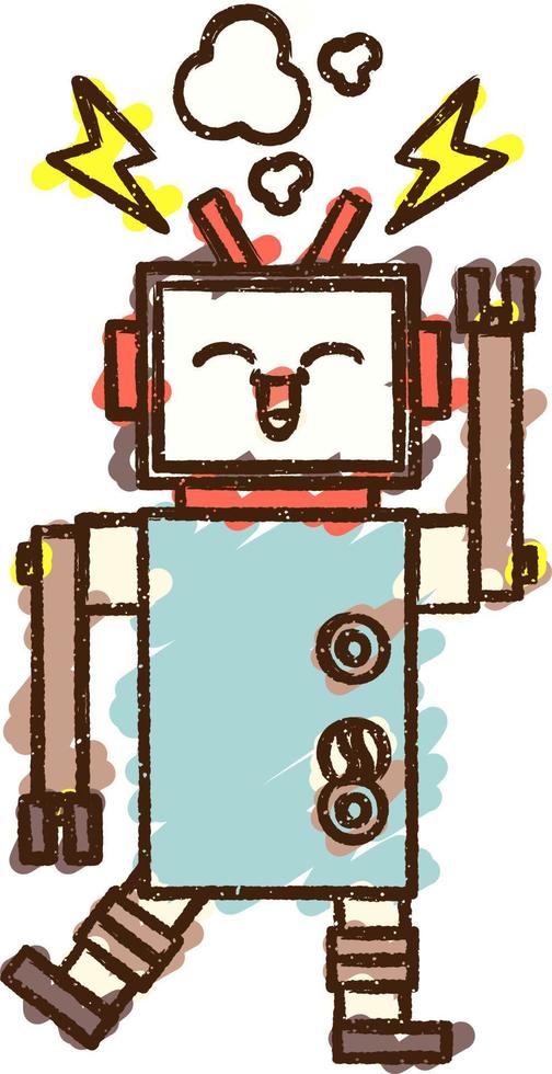 Waving Robot Chalk Drawing vector