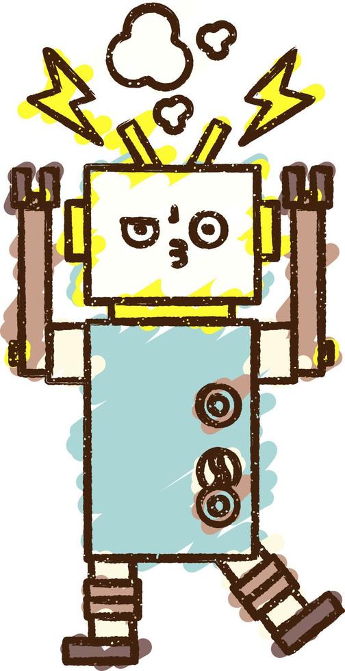 Crazy Robot Chalk Drawing vector