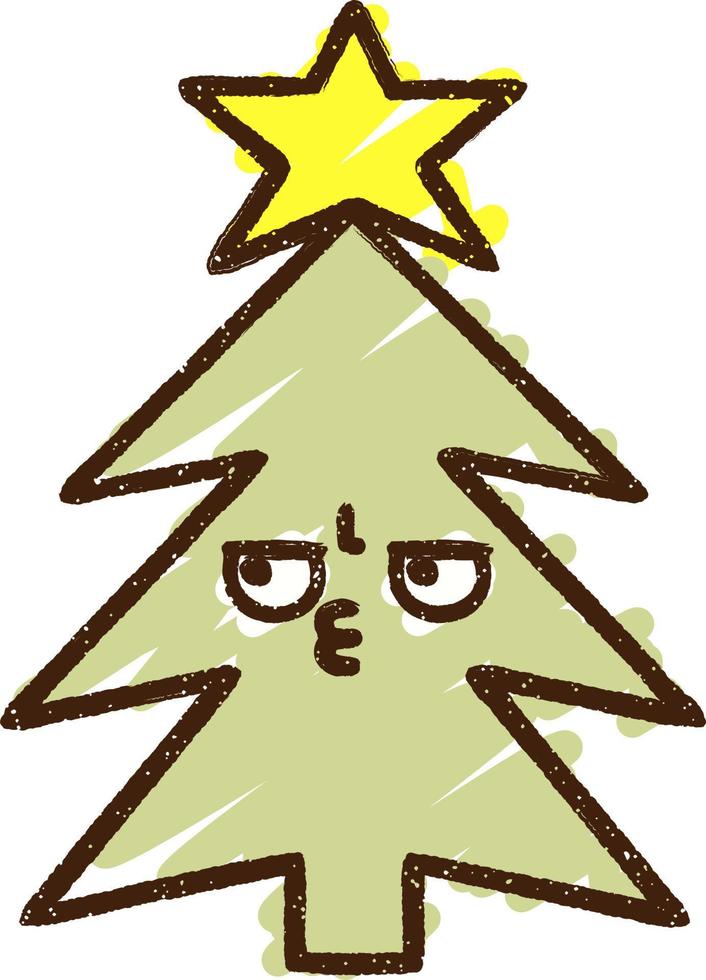 dibujo de tiza del árbol de navidad vector