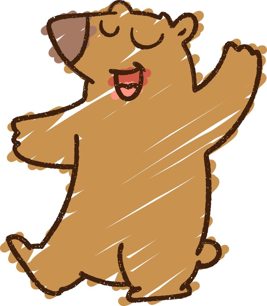 dibujo de tiza de oso feliz vector