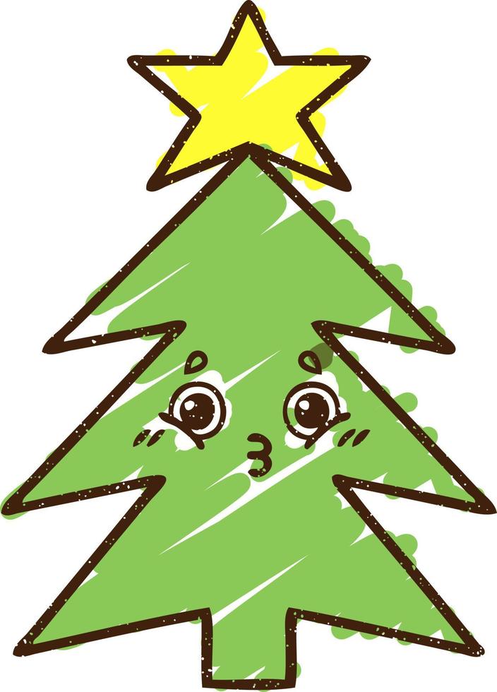 dibujo de tiza del árbol de navidad vector