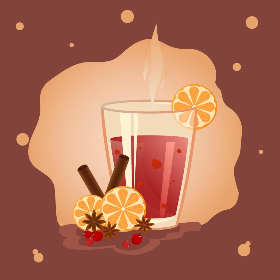 Hot mulled wine with oranges vector