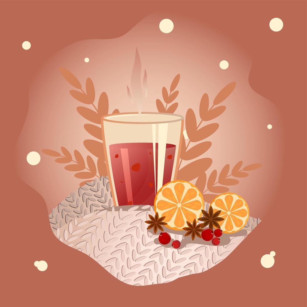Hot mulled wine with oranges vector