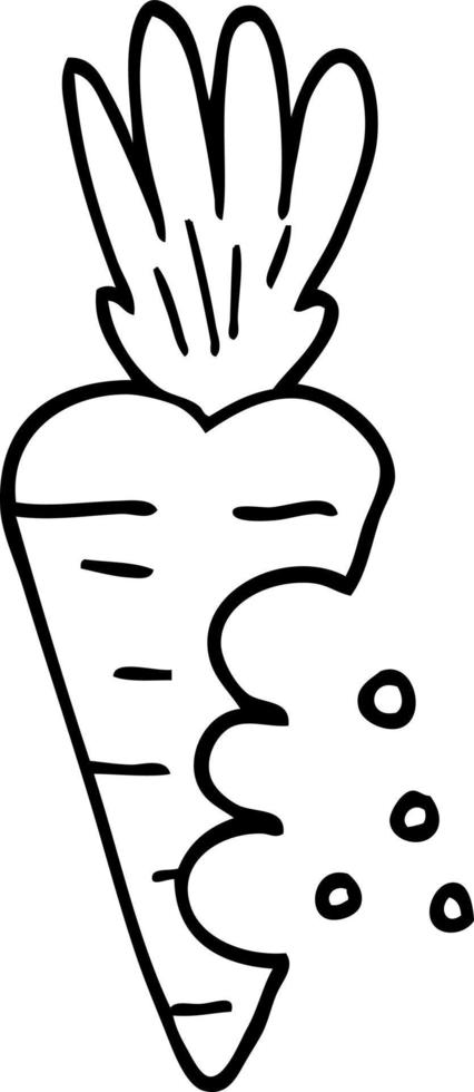 line drawing cartoon carrot with bite marks vector