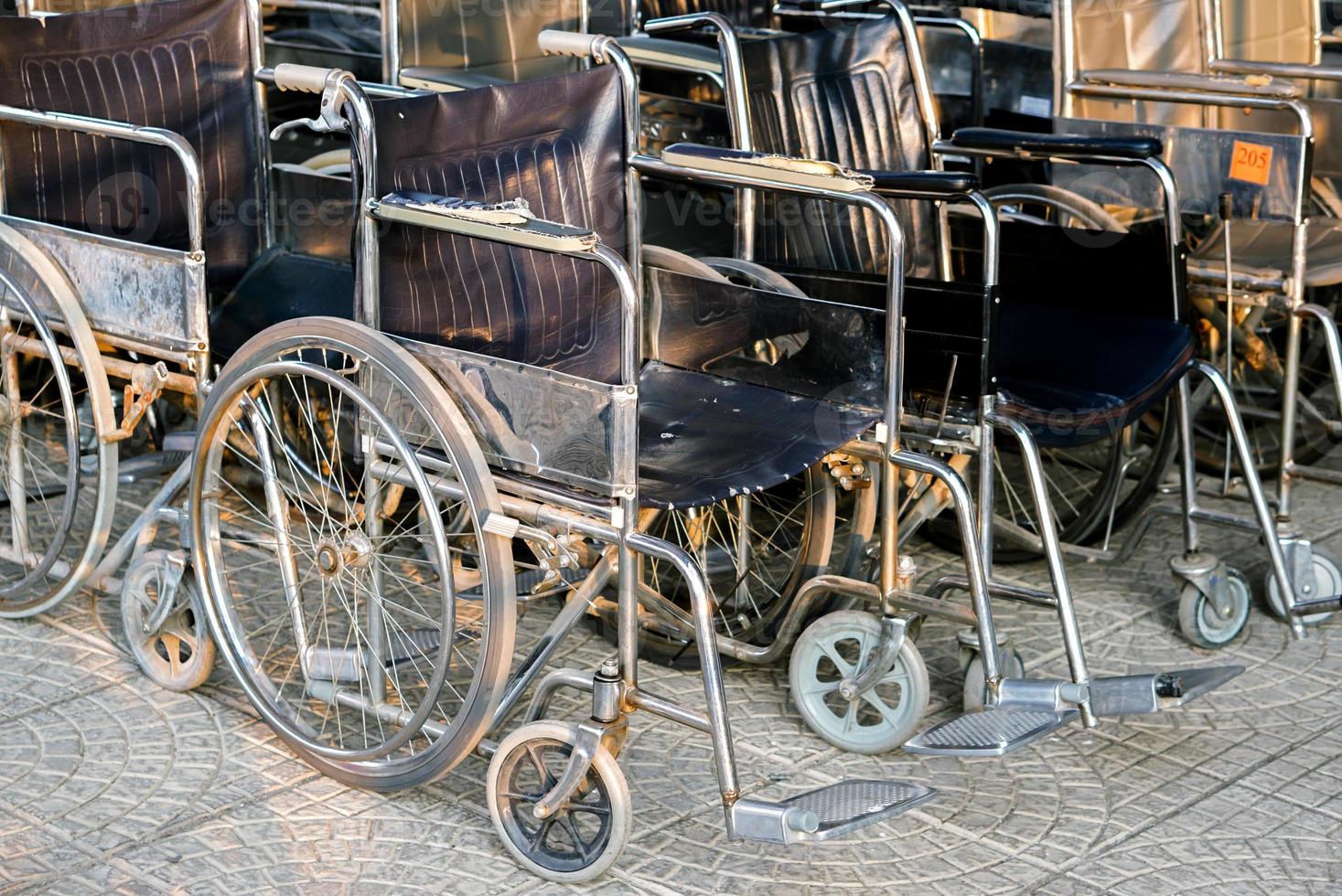 Closeup and crop of Wheelchair in the hospital. photo