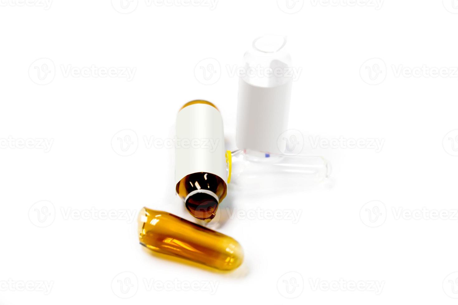 3 ml. Ampules of drug is opened isolate on white background. photo