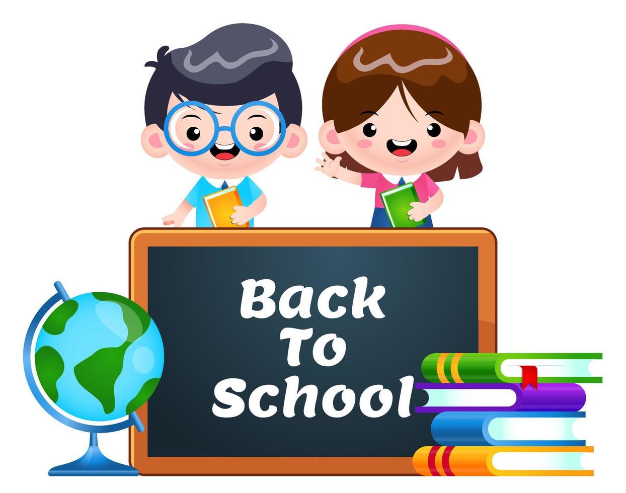 Back To School Cute Student With Pencils vector