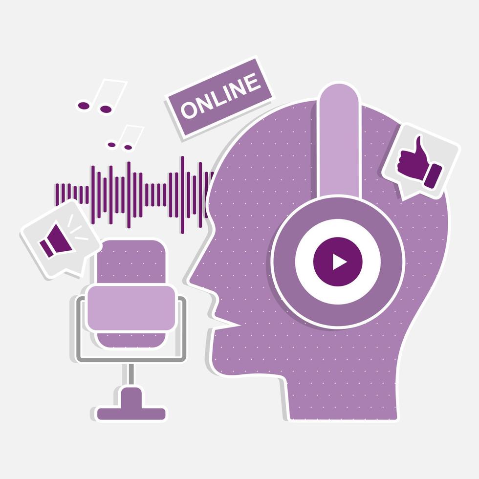 Online podcast vector concept illustration.