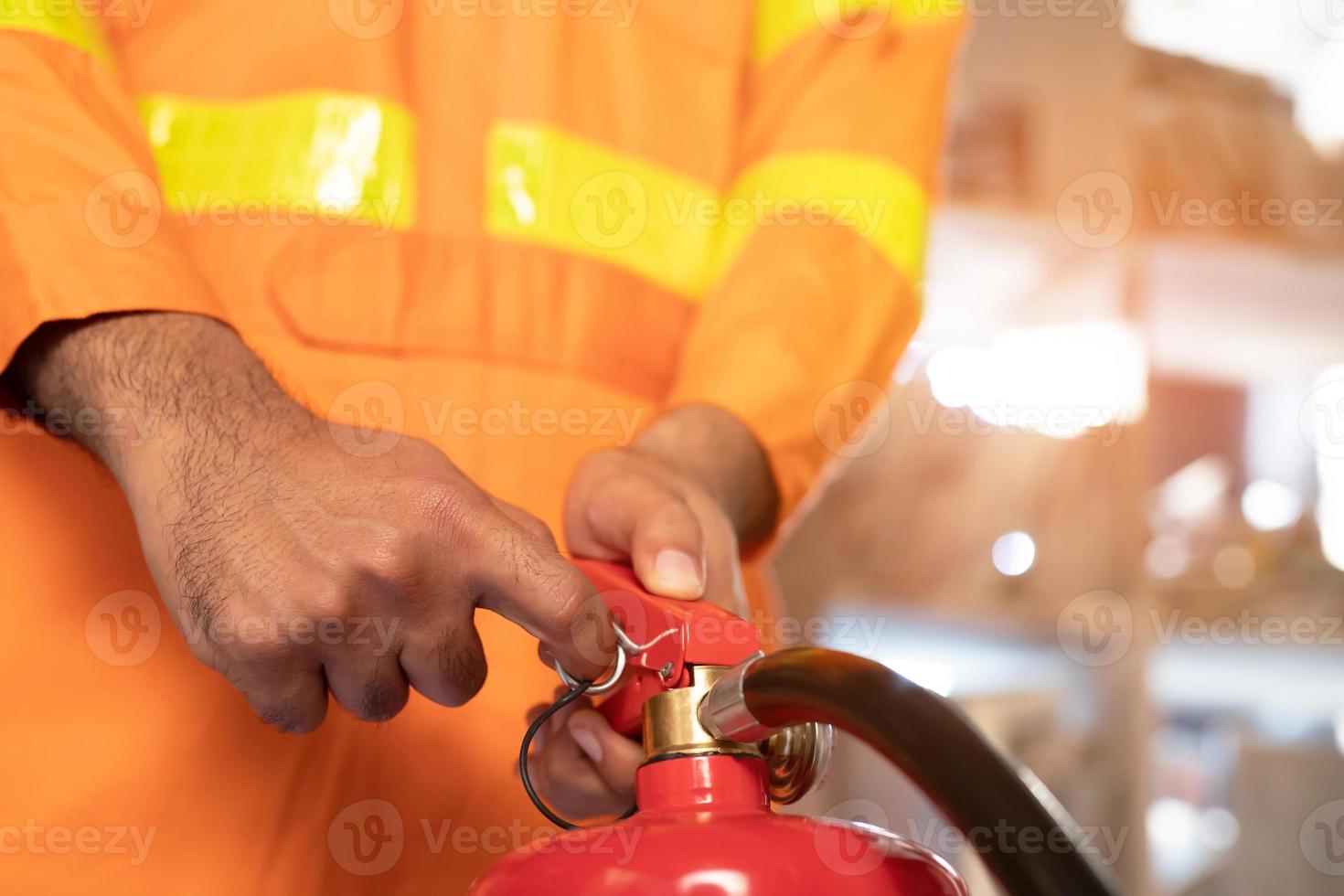 Fire extinguishers in the factory building for safety photo