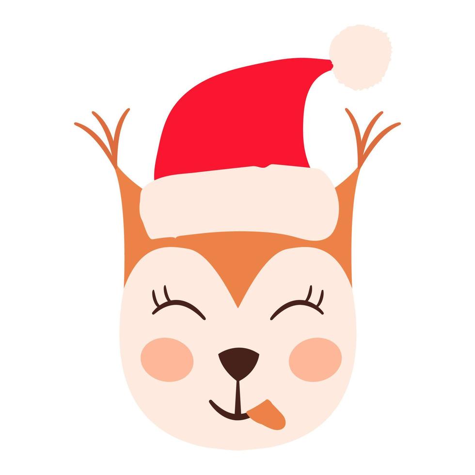 Squirrel emoji heads  santa hat set vector