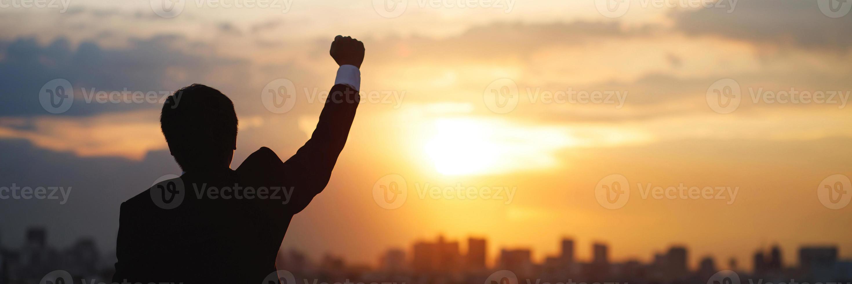 business people congratulate on business success photo