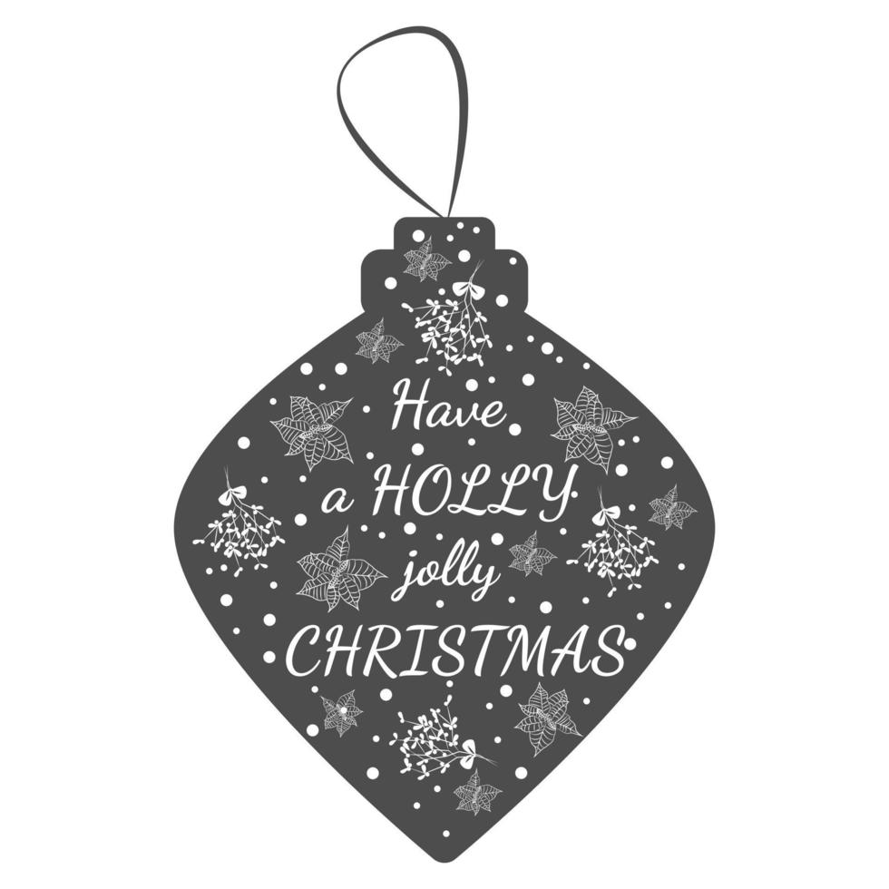hristmas tree bauble vector silhouette. Beautiful and bright holiday design.