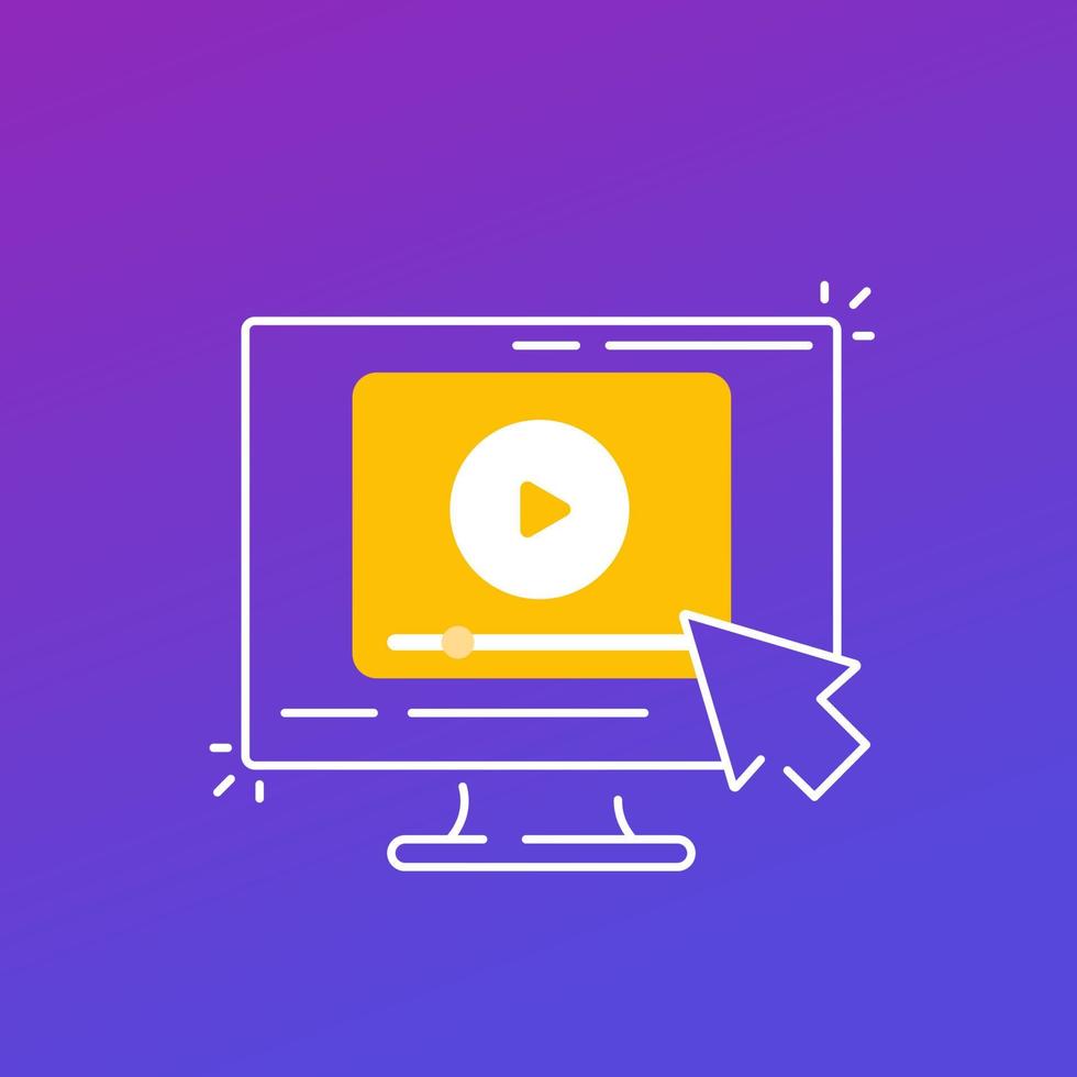 reproducir video, icono de vector de contenido multimedia