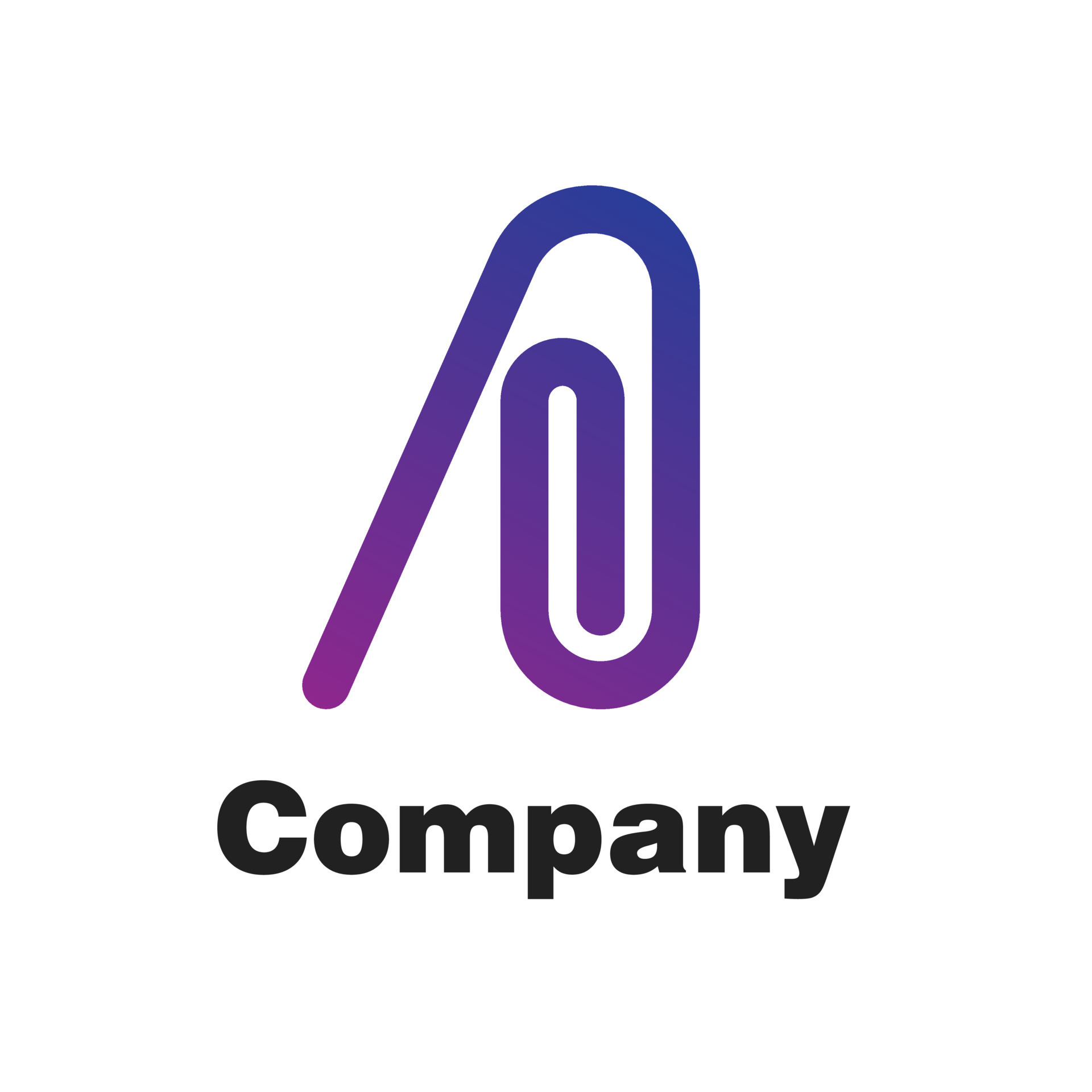 Simple letter A paper clip logo design template on white background