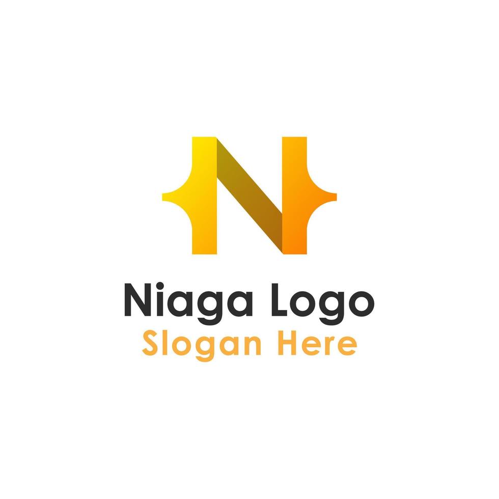 plantilla de diseño de logotipo letra n sobre fondo blanco vector