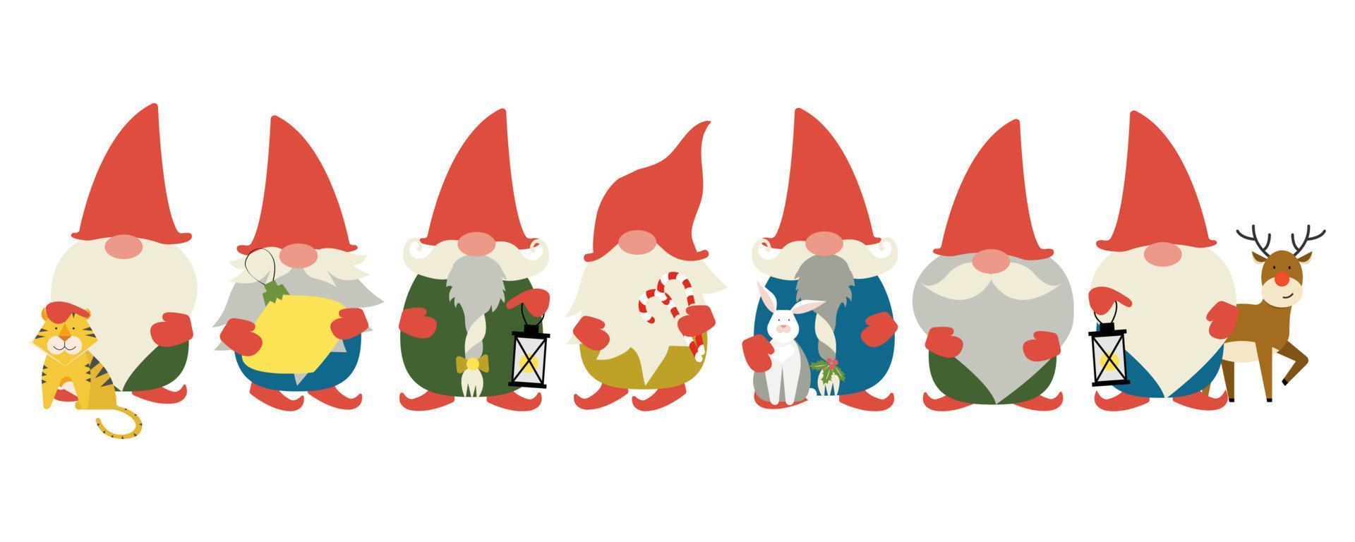 pequeños gnomos lindos vector ilustración plana.