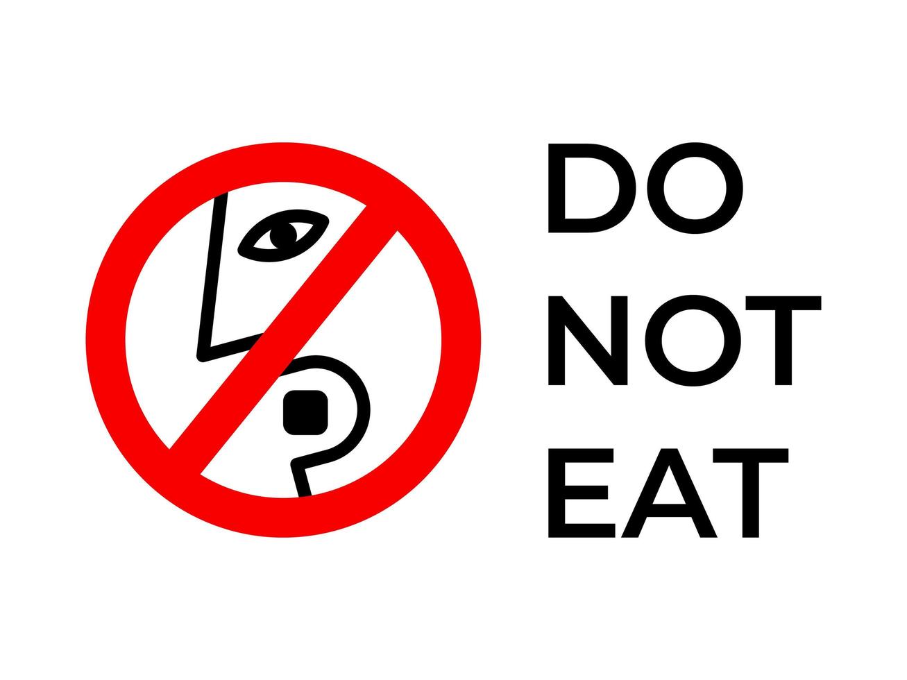 Do not eat desiccant icon. Warning eat silica forbidden symbol vector