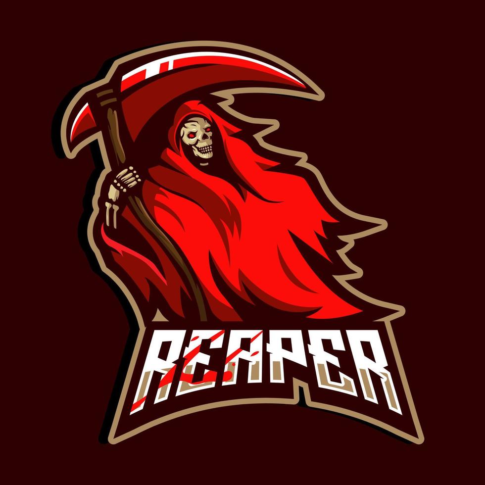 Reaper mascot logo design illustration vector isolated on dark background for team esport gaming