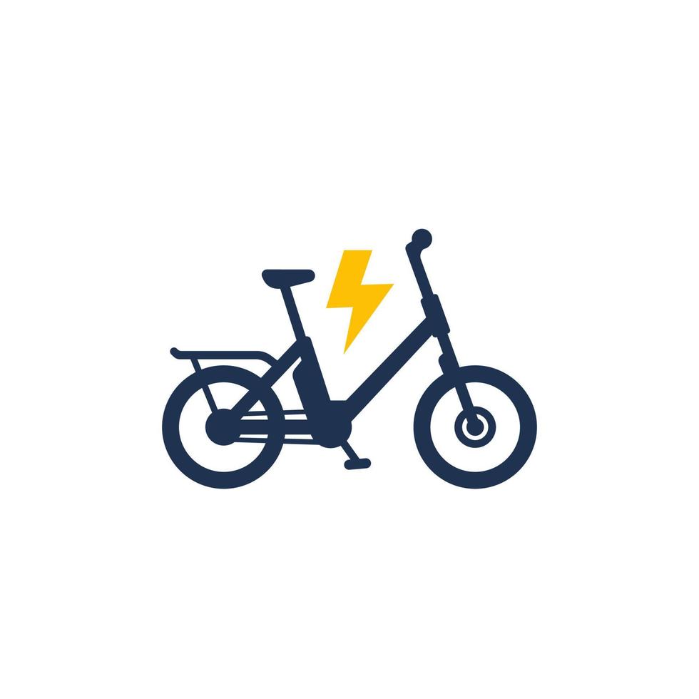 icono de bicicleta eléctrica, bicicleta eléctrica, bicicleta eléctrica aislada en blanco vector