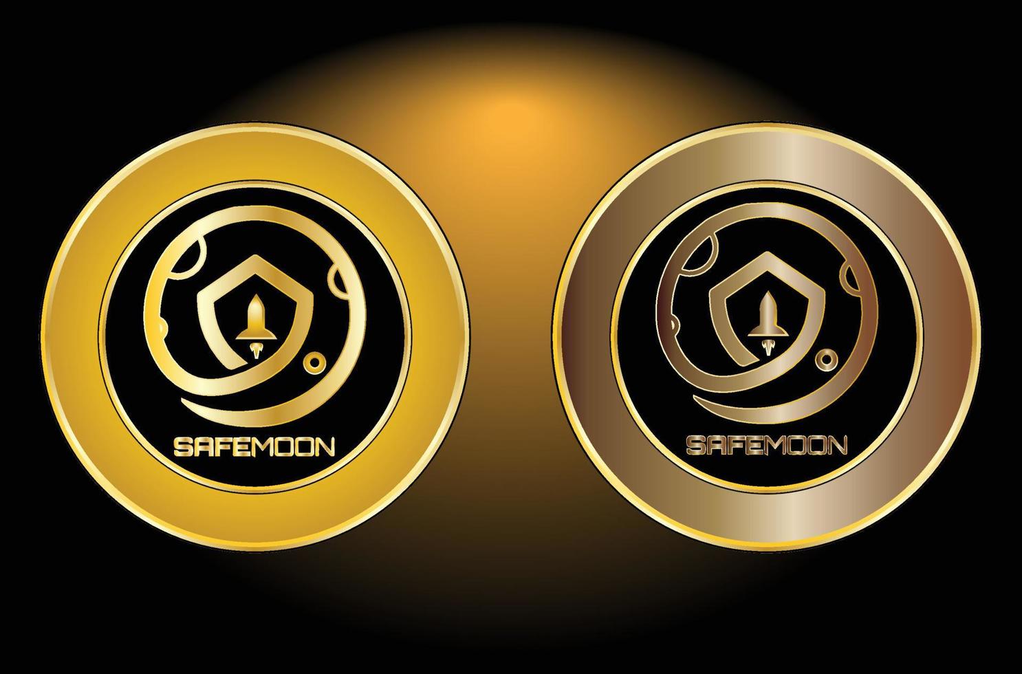 safemoon cryptocurrency on gold and bronze color background vector