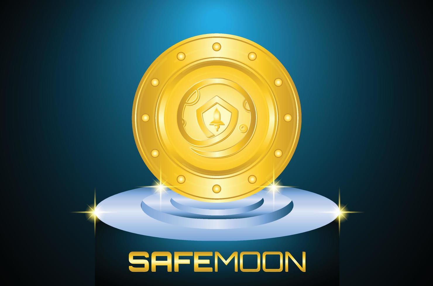 safemoon cryptocurrency on stage background vector