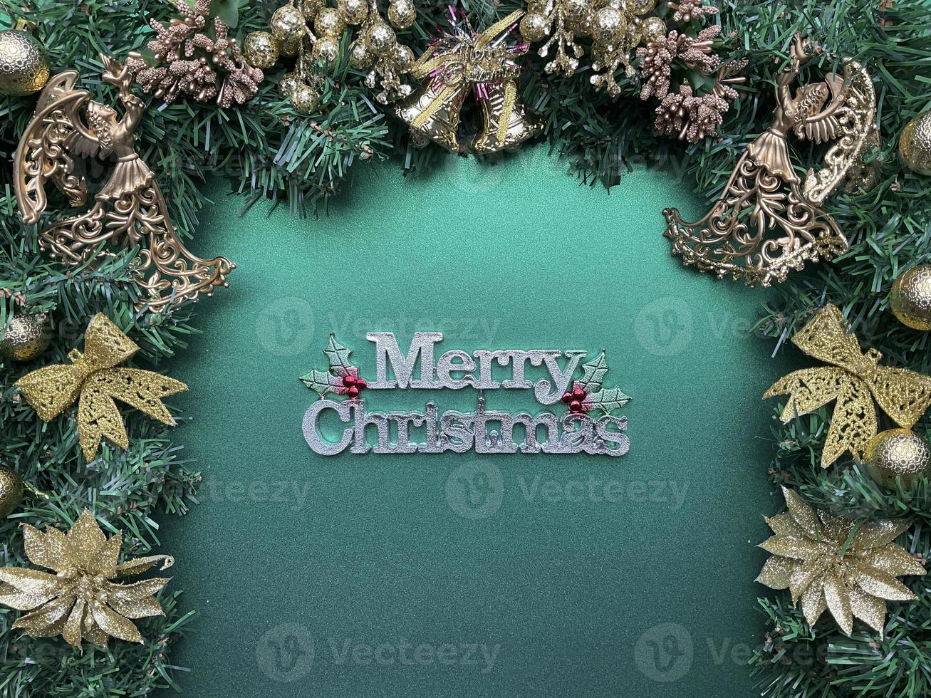 Merry Christmas green gold theme photo