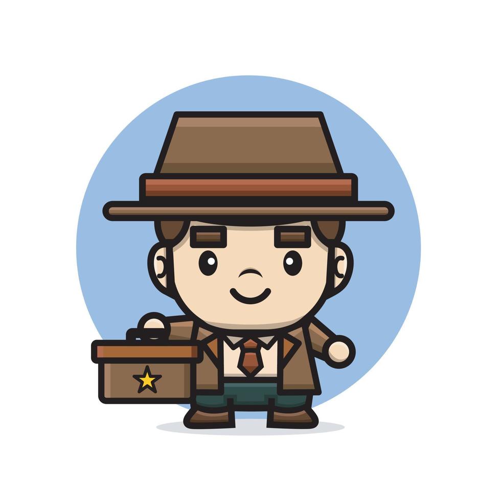 cute detective holding a box vector