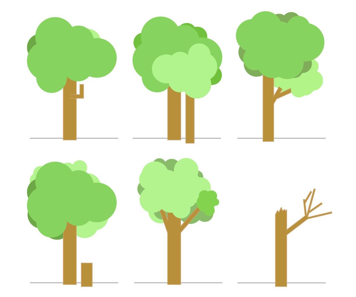 árbol conjunto diseño plano ilustración vector