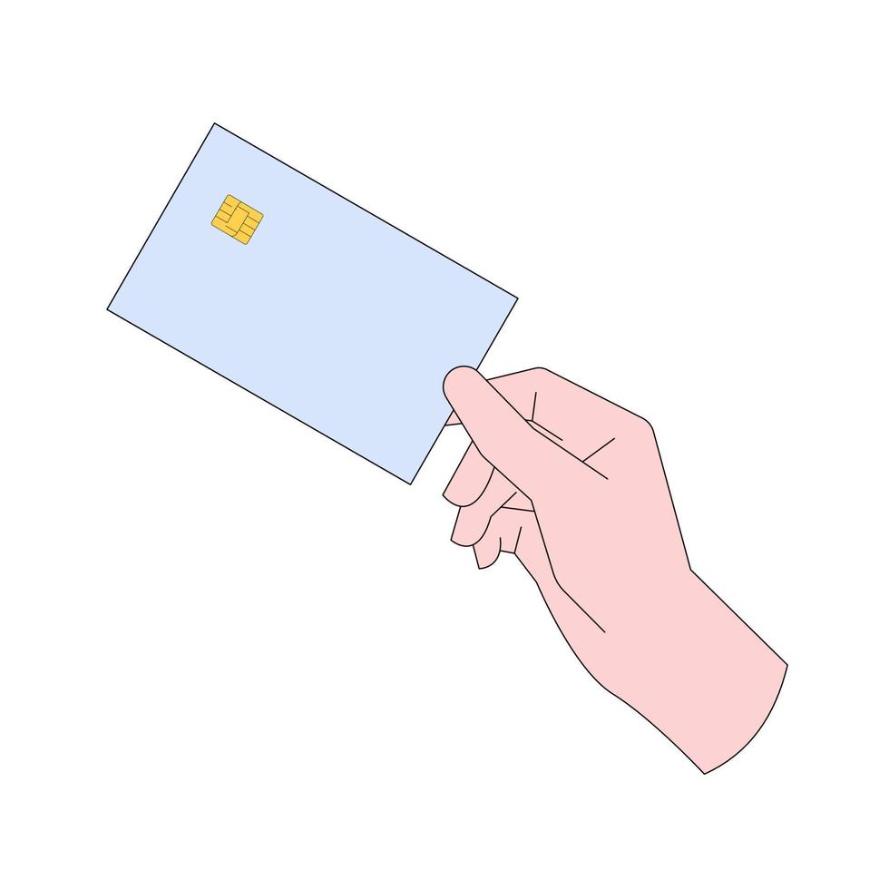 hand with card member flat design illustration vector