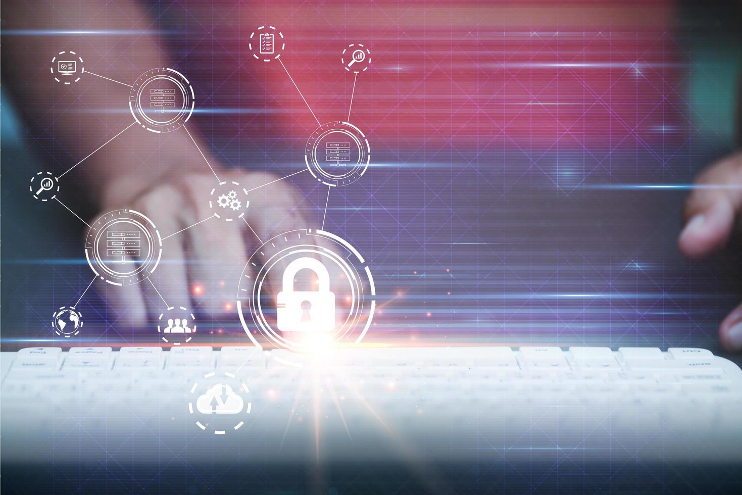 password privacy authentication and authentication, access to cybersecurity information,Businessman logging into cyberspace through secure online technology and protection and authentication photo