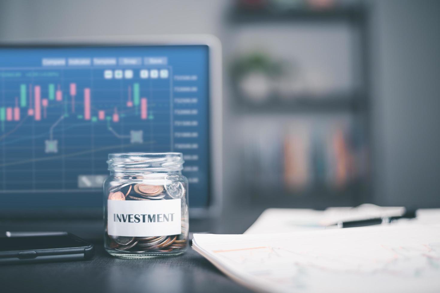 Message on paper and coins in glass jar,savings concept. financial growth, business investment and currency exchange, financial asset investment management,Sustainable Profit Increase photo
