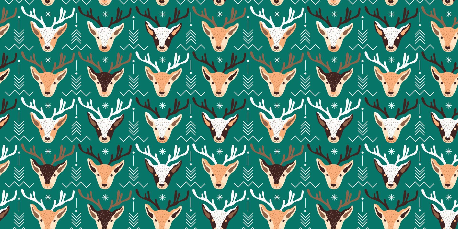 Christmas pattern with deers vector