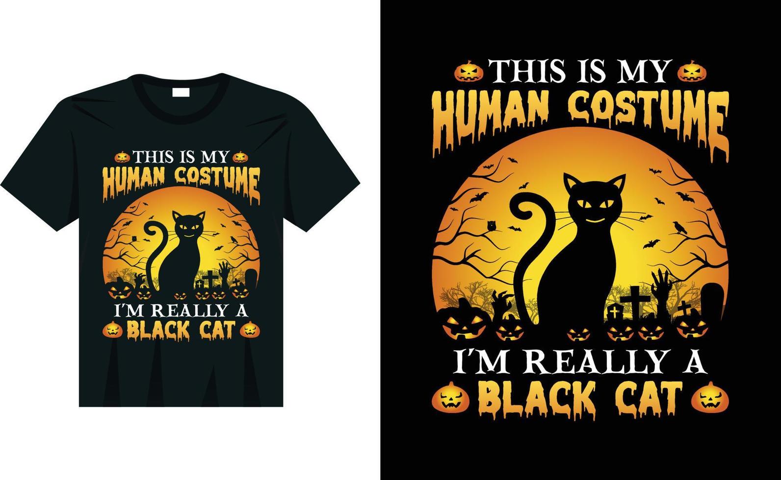 este es mi disfraz humano, soy realmente un diseño de camiseta de halloween de gato negro vector