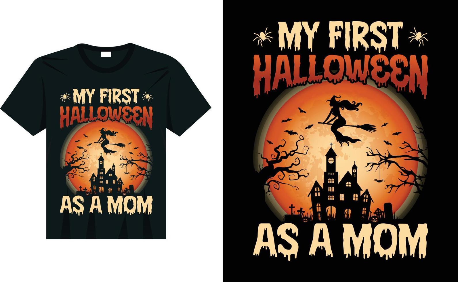 mi primer halloween como mamá bruja divertida camiseta de halloween vector
