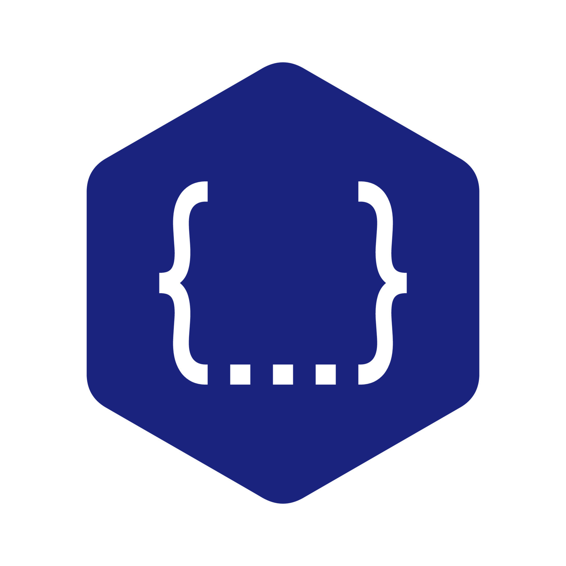 Emblema css hex gono azul llaves blancas y multipunto icono de hojas