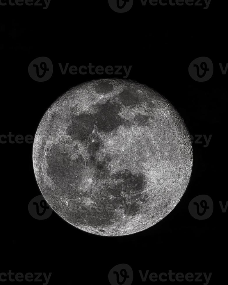 Large detailed full moon with black background and copy space photo