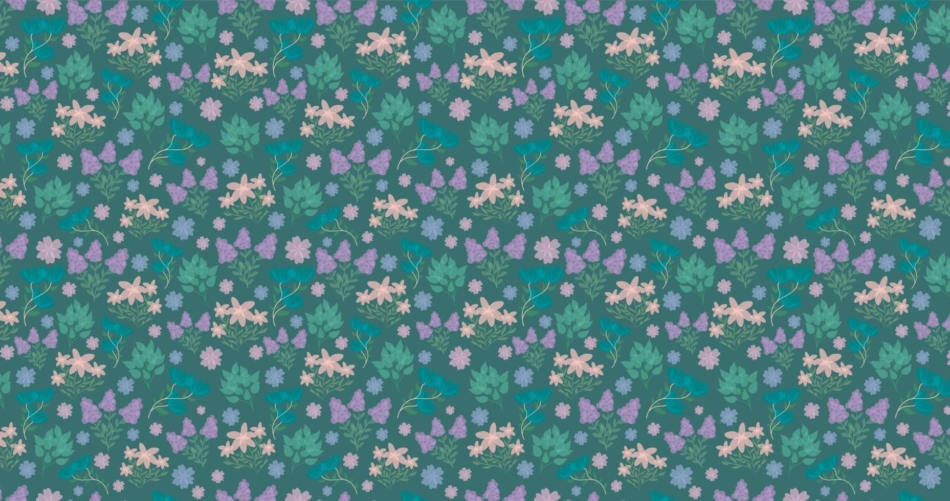 Cute Floral background in the small flower.   very small spring, summer flowers. dark background. vector