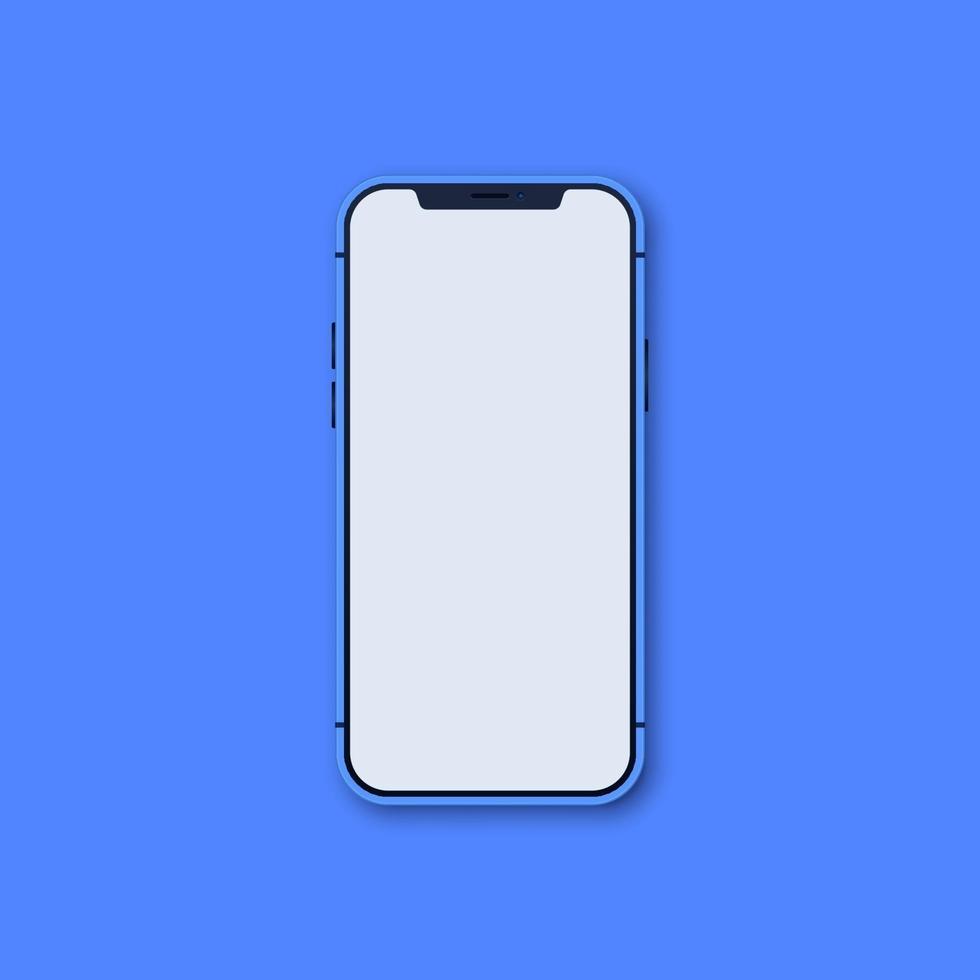 Blue smartphone with blank white screen mock up vector