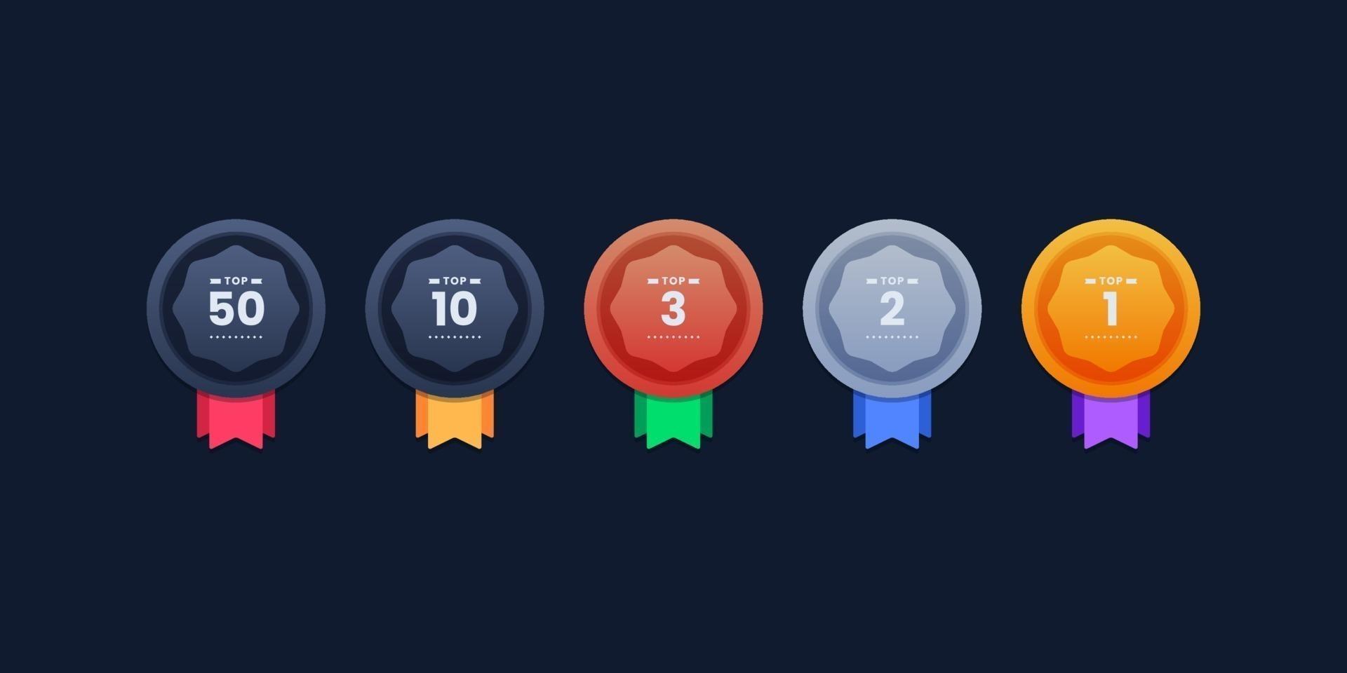 Set of rank level badge icons vector