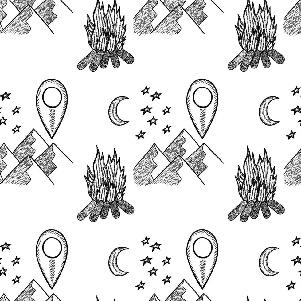 camping seamless doodle vector