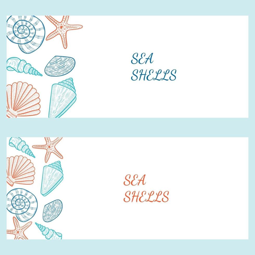 conchas marinas, estrellas de mar 2 pancartas vector