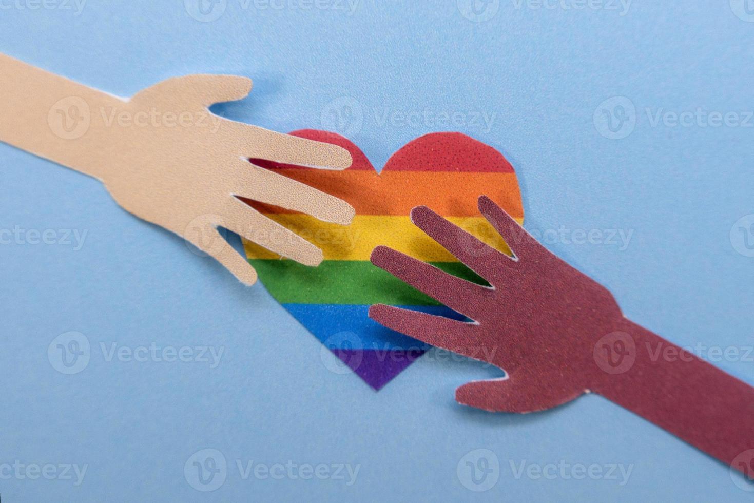 Hands with heart in gay lgbt colors photo