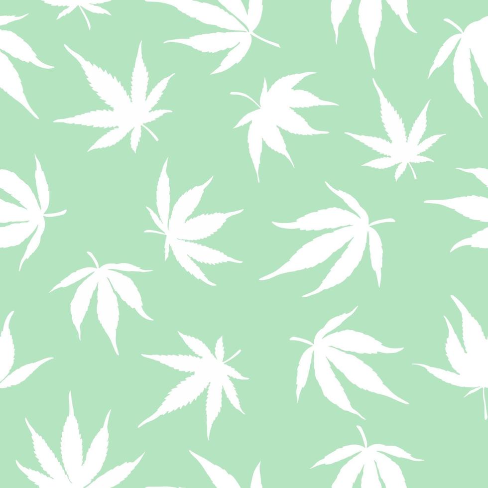 green cannabis leaves seamless pattern vector