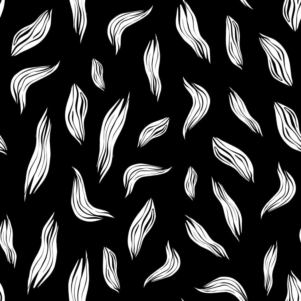 black and white leaves seamless pattern vector