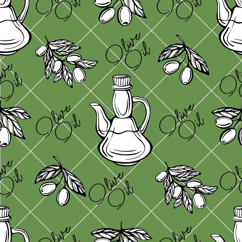 Olive oil seamless pattern. Olive branch pattern.  vector illustration