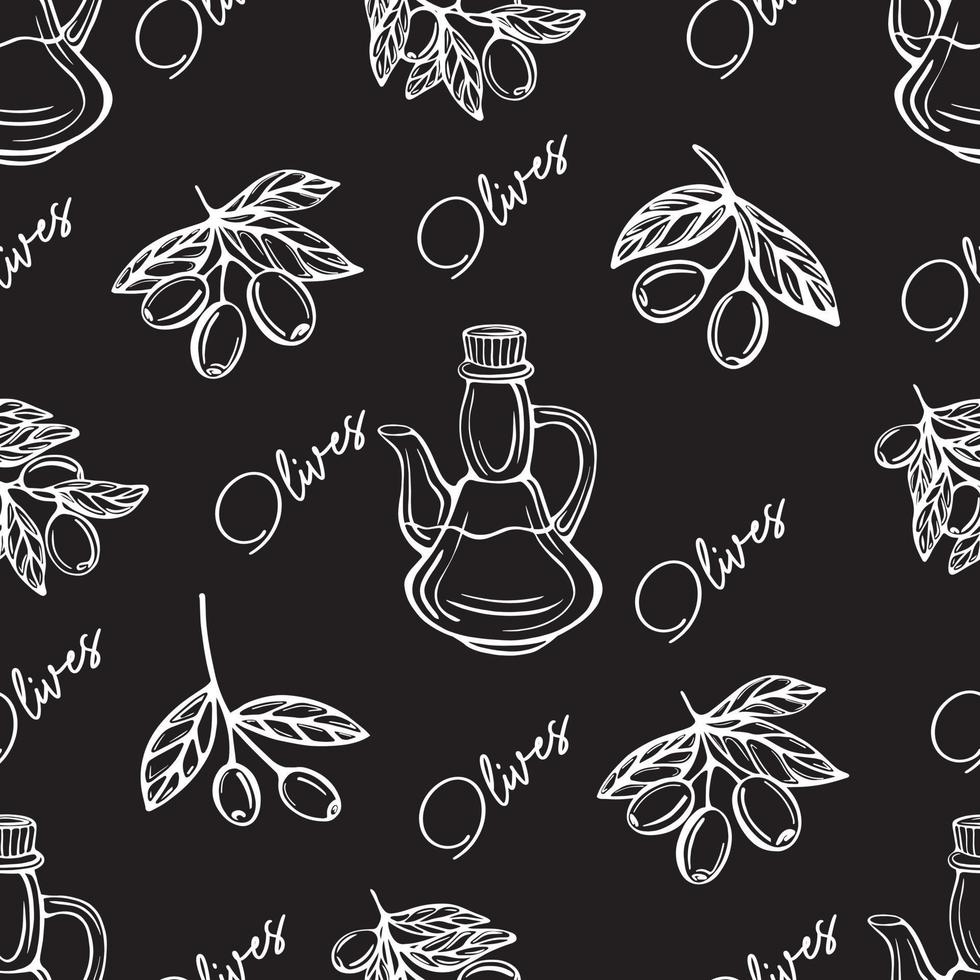 Olive oil seamless pattern. Olive branch pattern. vector