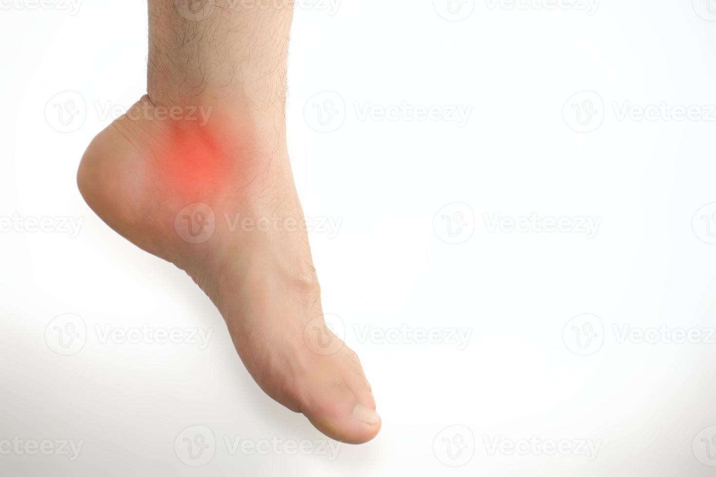 Man with foot pain and copyspace photo