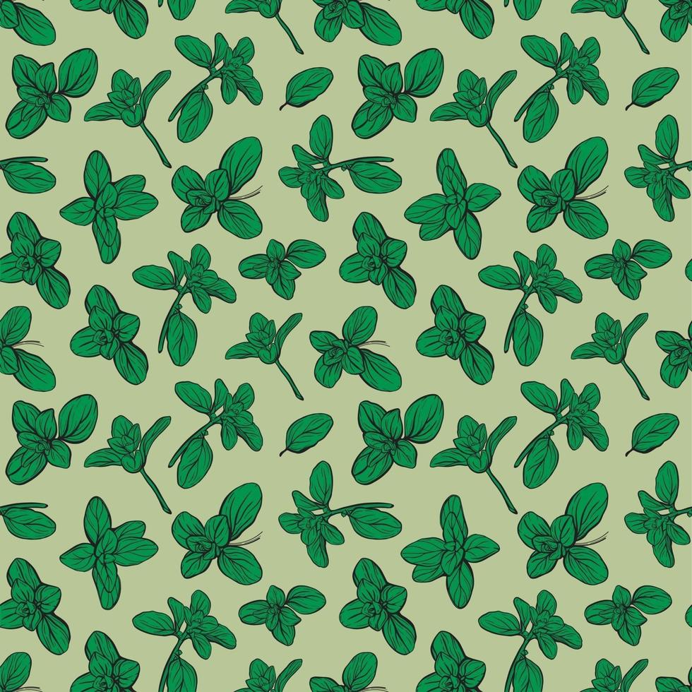 Basil leaves seamless background vector